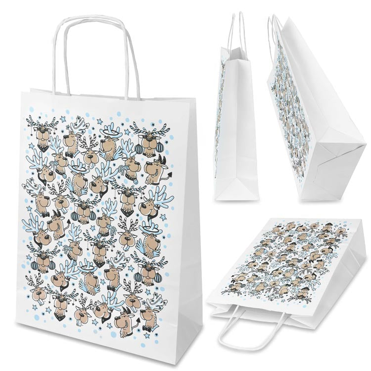 Weihnachtspapiertüte 240x100x320mm Rentier