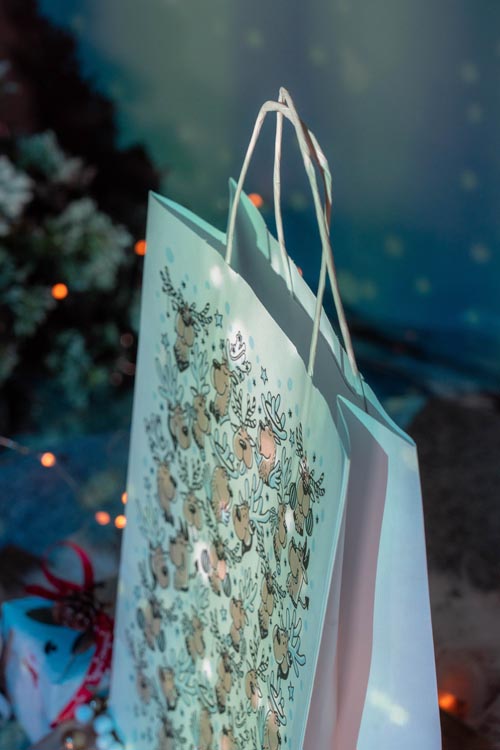 Weihnachtspapiertüte 240x100x320mm Rentier