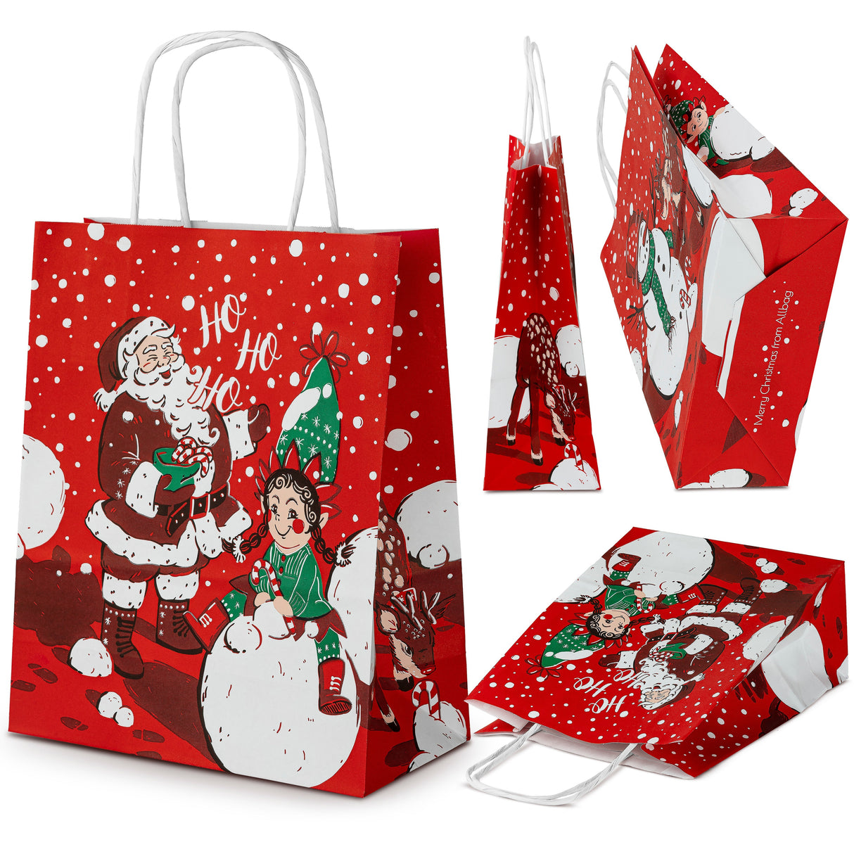 Weihnachtspapiertüte 180x80x220mm Roter Weihnachtself