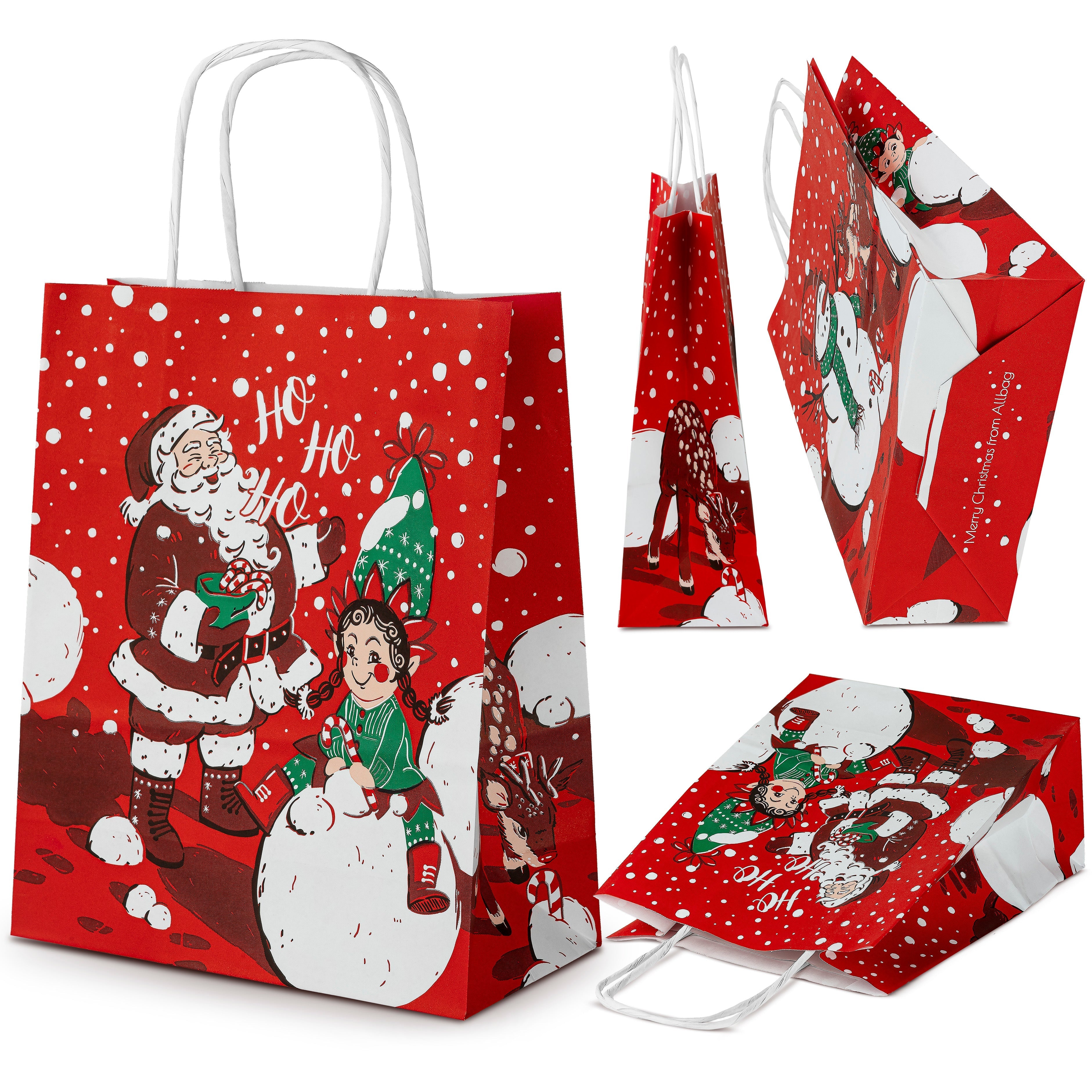 Weihnachtspapiertüte 180x80x220mm Roter Weihnachtself