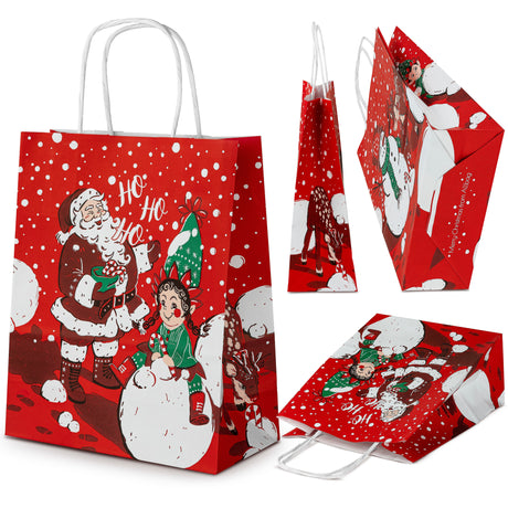 Weihnachtspapiertüte 180x80x220mm Roter Weihnachtself