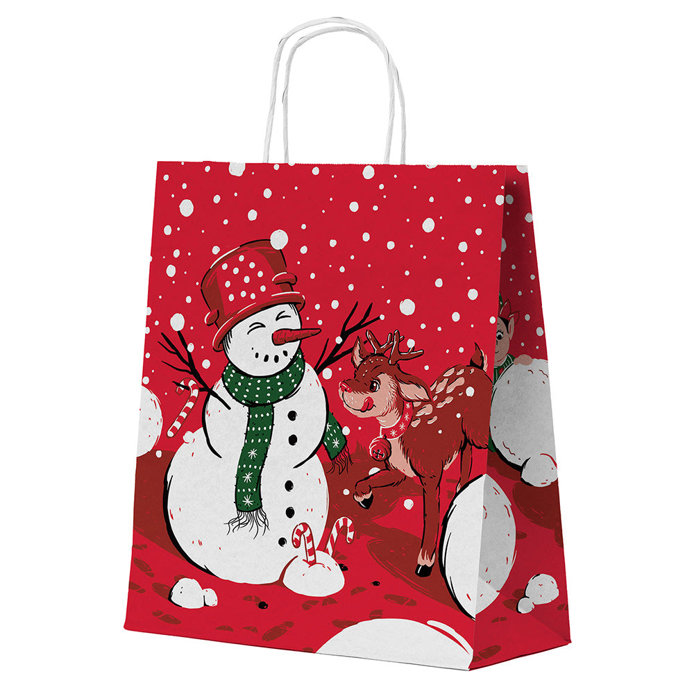 Weihnachtstüte Papiertüte 18x8x22cm Weihnachtsmann Schneemann