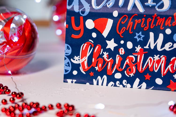 Weihnachts-Papiertüte 240x100x320mm MERRY CHRISTMAS Marineblau