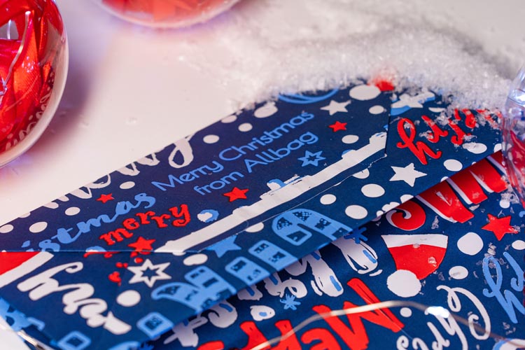 Weihnachtspapiertüte 240x100x320mm Marineblau Frohe Weihnachten