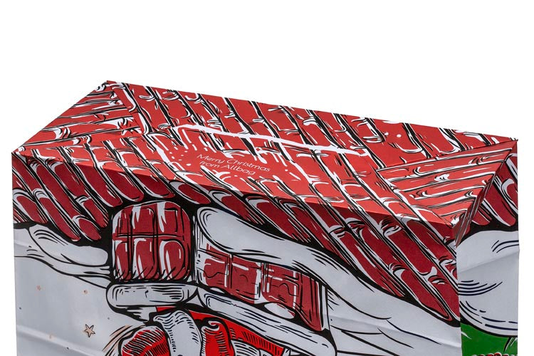 Weihnachtspapiertüte 400x180x390 mm Weihnachtsmann und Elf