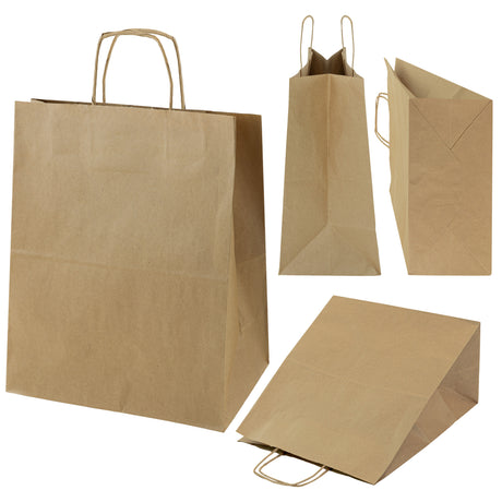 Papiertüte mit gedrehtem Griff 305x170x340mm Braun
