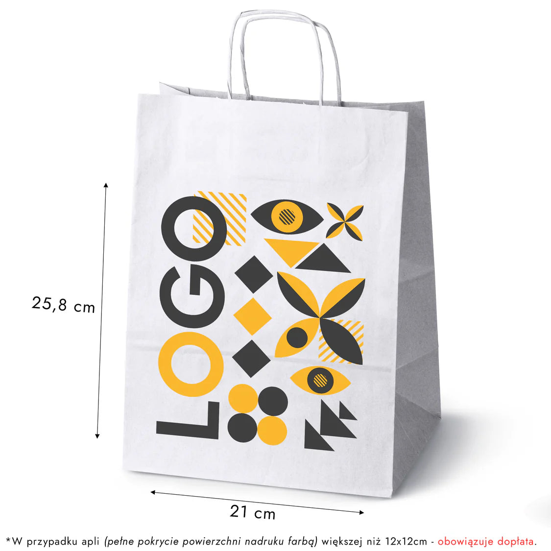 Bedruckte Papiertüte 305x170x425mm Weiß ab 50 Stk.