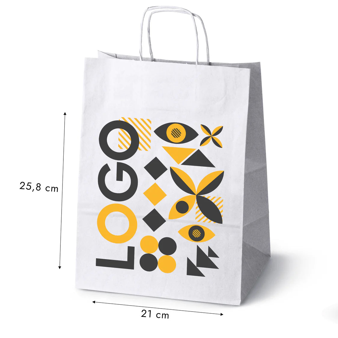 Bedruckte Papiertüte 305x170x425mm Weiß ab 50 Stk.