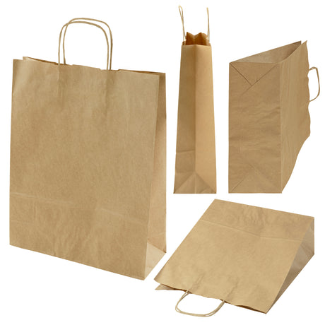 Papiertüten mit gedrehtem Griff 320x120x410mm Braun