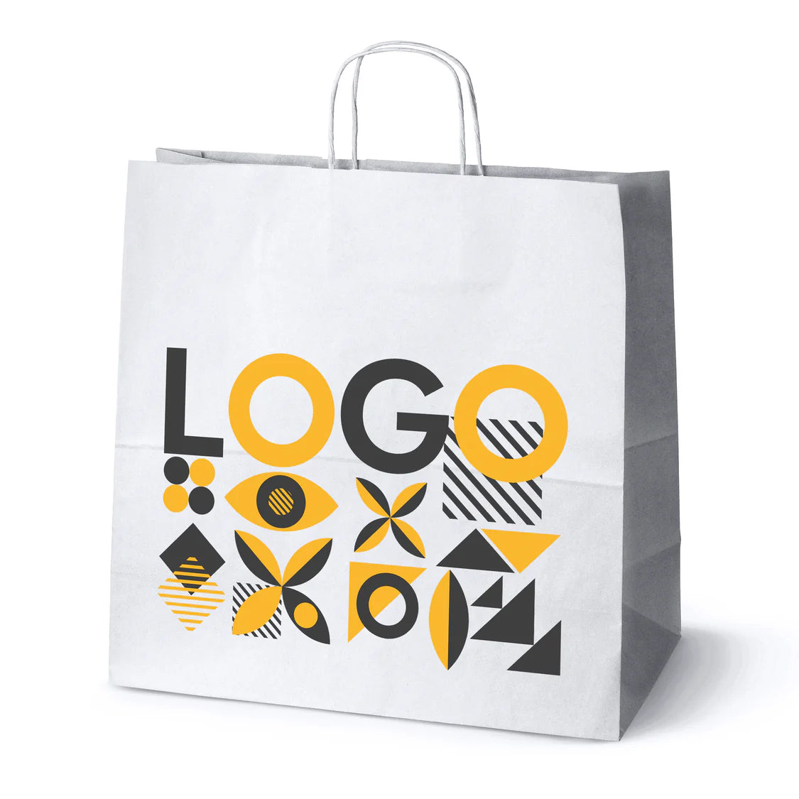 Bedruckte Papiertüte 400x180x390mm Weiß ab 50 Stk.