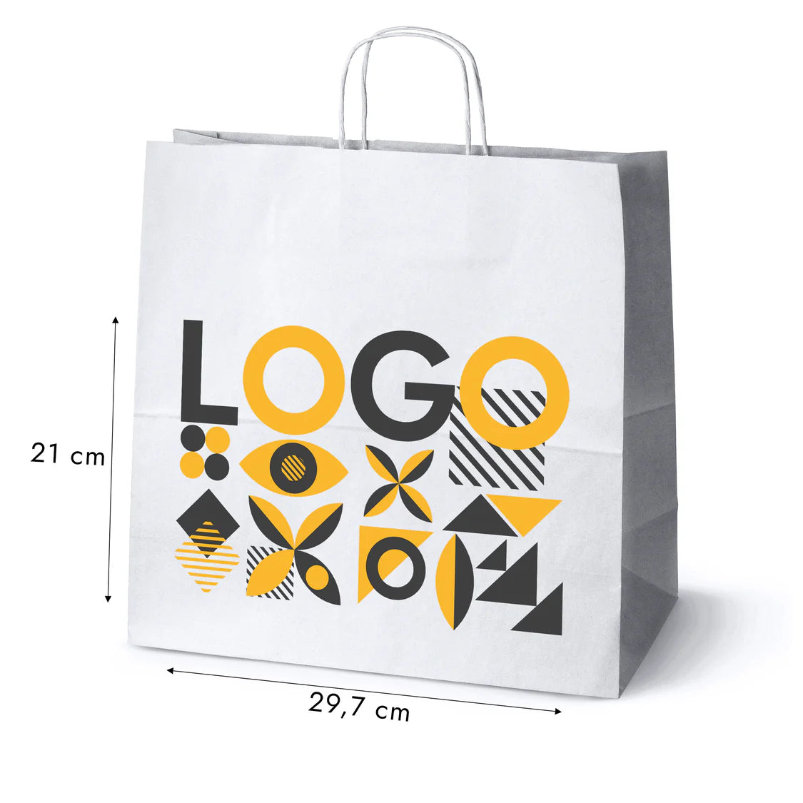 Bedruckte Papiertüte 400x180x390mm Weiß ab 50 Stk.