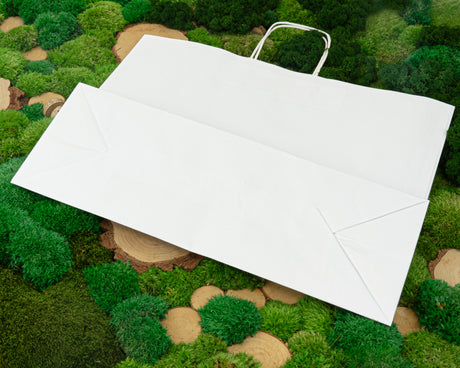 Papiertüte mit gedrehtem Griff 500x180x390mm Weiß