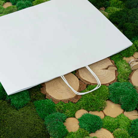 Papiertüte mit gedrehtem Griff 500x180x390mm Weiß