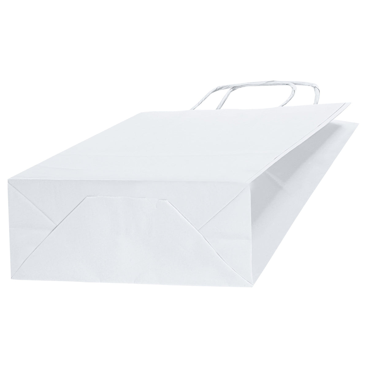 Papiertüte mit gedrehtem Tragegriff, 180 x 80 x 225 mm – Weiß