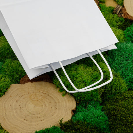 Papiertüte mit gedrehtem Griff 180x80x225mm Weiß