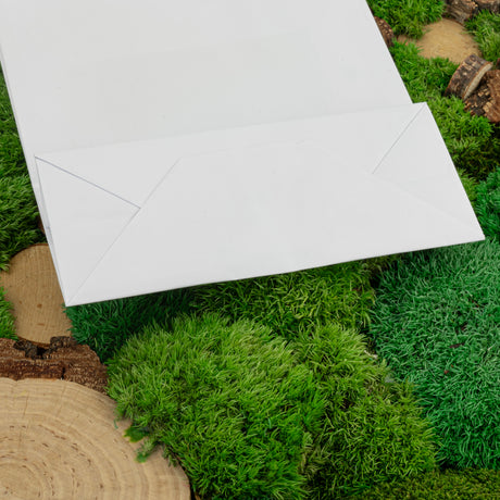 Papiertüte mit gedrehtem Griff 180x80x225mm Weiß