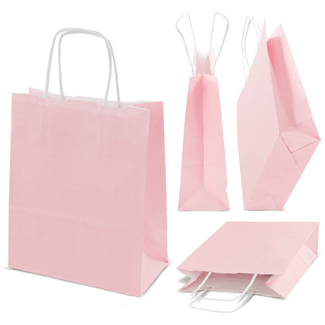 Papiertüte mit gedrehtem Griff 180x80x225mm Puderrosa