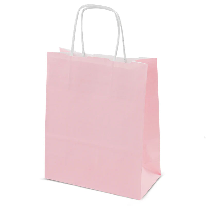 Papiertüte mit gedrehtem Griff 180x80x225mm Puderrosa