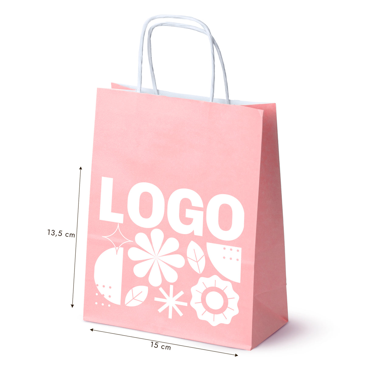 Bedruckte Papiertüte 180x80x225mm Pastell Rosa ab 50 Stk.