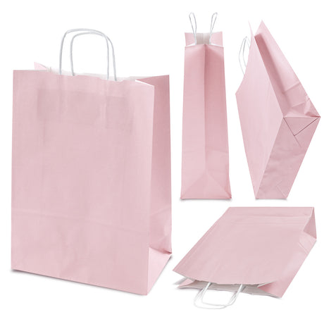 Papiertüte mit gedrehtem Griff 240x100x320 Puderrosa