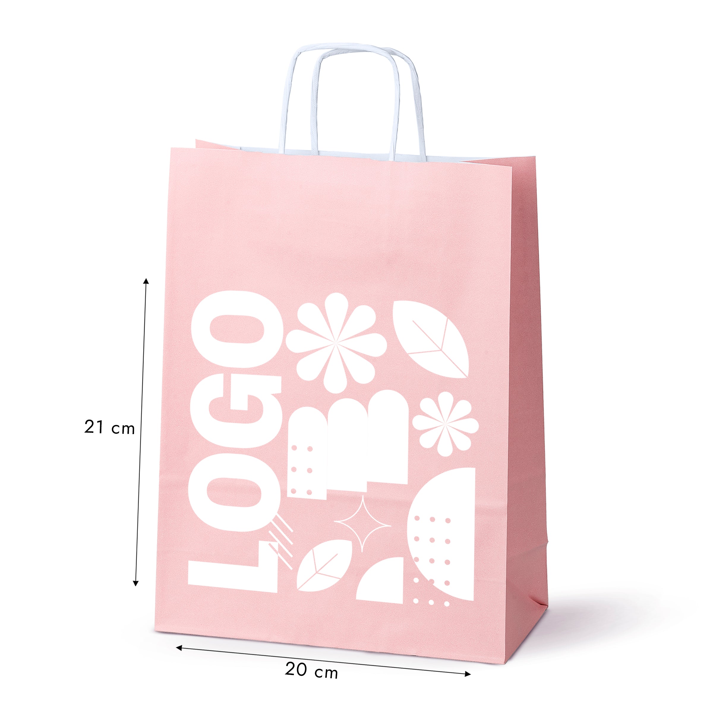 Bedruckte Papiertüte 240x100x320mm Pastell Rosa ab 50 Stk.