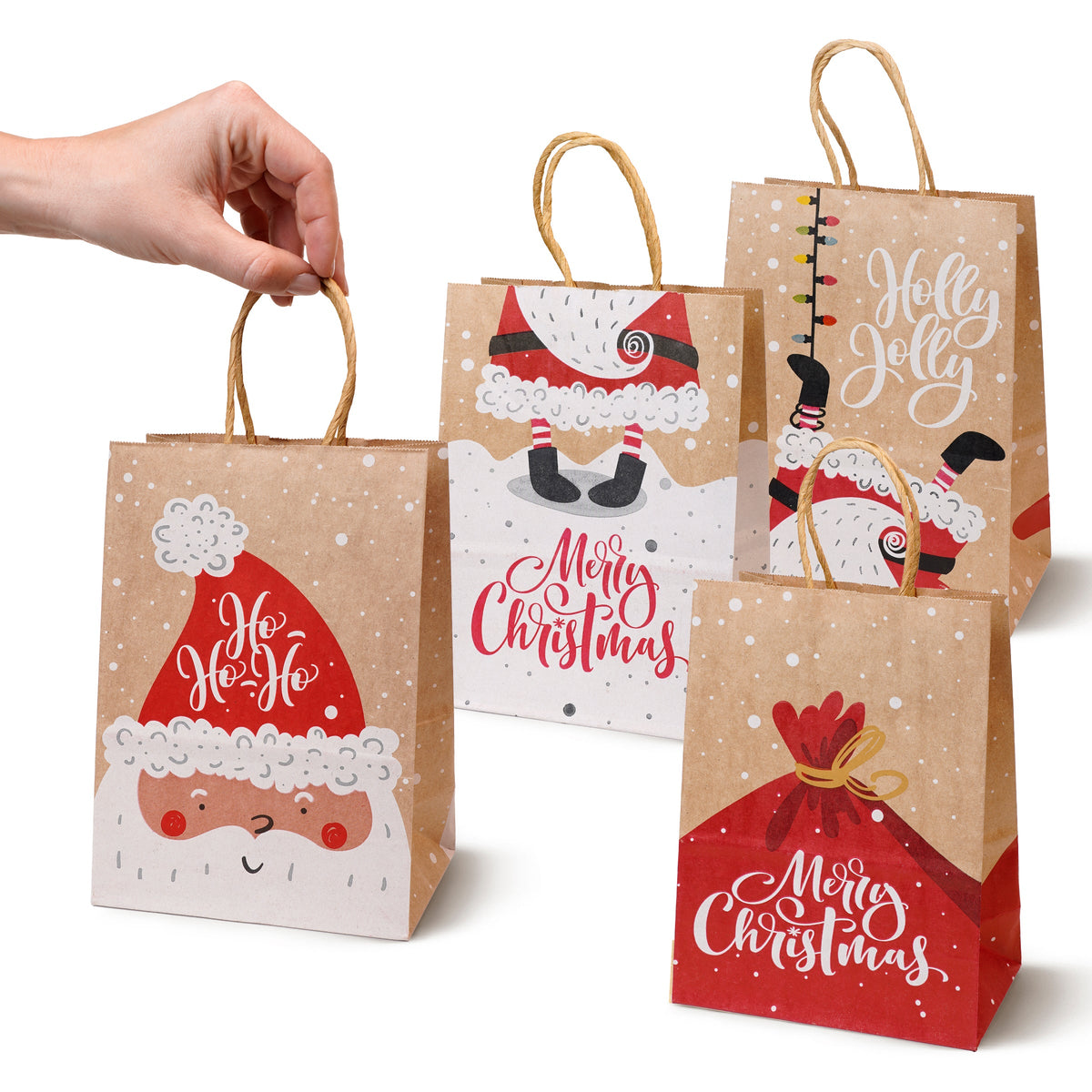 Weihnachts-Papiertragetasche 26+12x33 cm, Nikolaus, 4 Stück