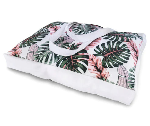 Strandtasche OXFORD rosa und grüne Monstera
