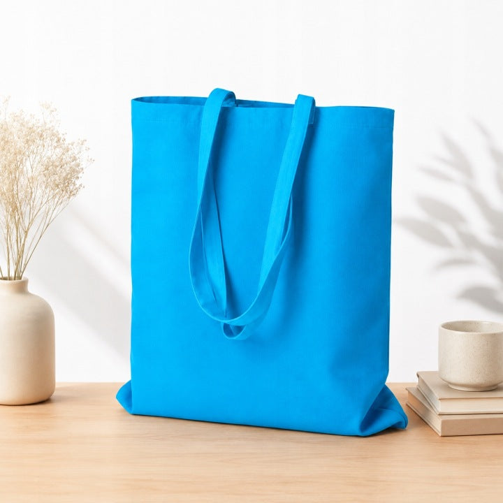 Baumwolltasche 350x420mm Blau Henkel: 70cm