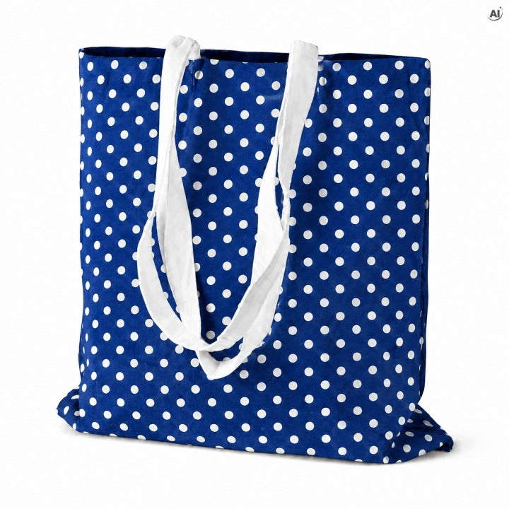 Baumwolltasche 36 x 42 cm, 145 g/m², weiß, mit Punkten