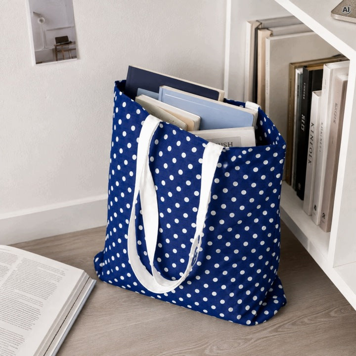 Baumwolltasche 36 x 42 cm, 145 g/m², weiß, mit Punkten
