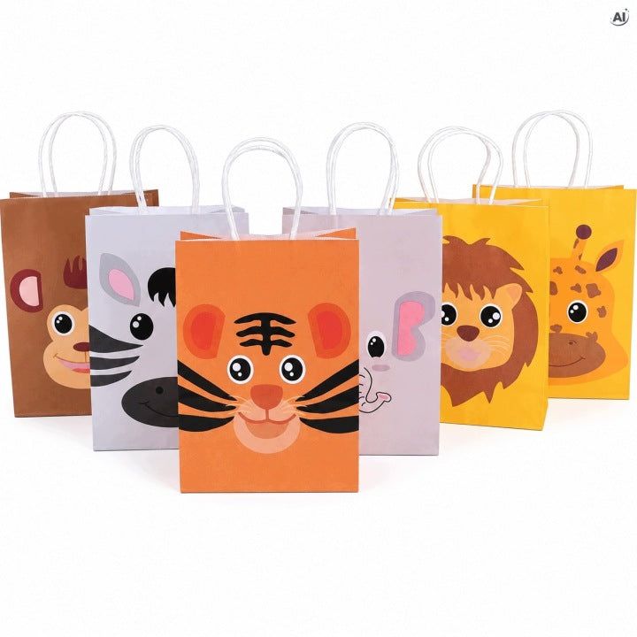 Papiertüte mit gedrehtem Tragegriff 150 x 80 x 210 mm – Tiere