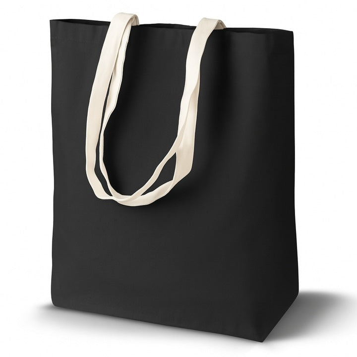 Baumwolltasche Schwarz 380x80x420 mm 220 g ecru Griff: 70 cm