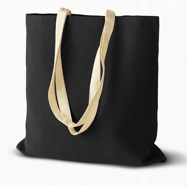 Baumwolltasche Schwarz 380x420 mm 220 g ecru Griff: 70 cm