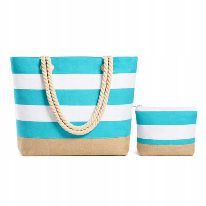 Strandtasche gestreift 460x150x380mm Türkis
