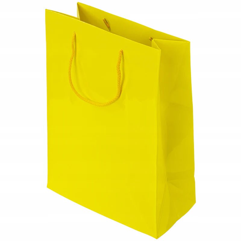 Laminierte Tragetasche – Gelb – 240×80×320 mm mit Kordelgriff