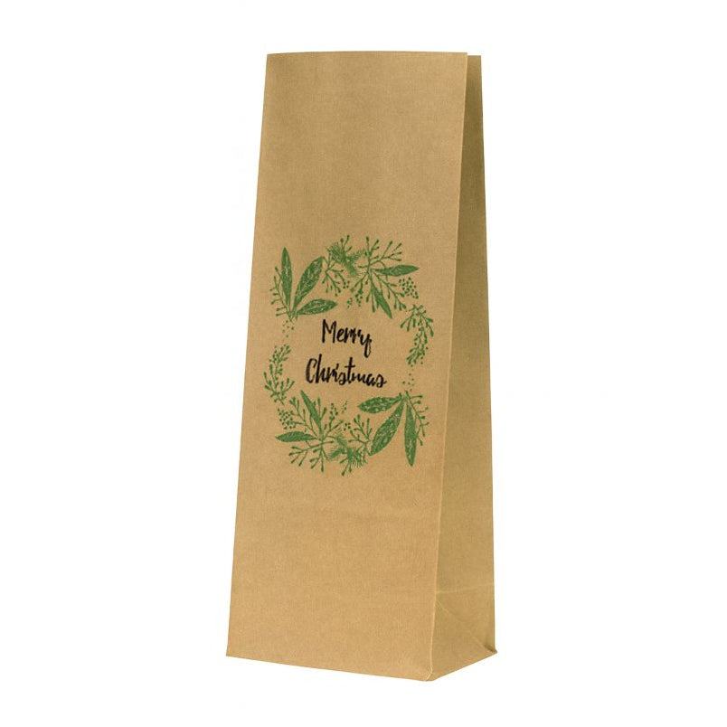 Weihnachtspapiertüten 80x65x190mm Frohe Weihnachten Kranz 10St.