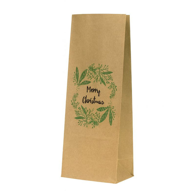 Weihnachtspapiertüten 80x65x190mm Frohe Weihnachten Kranz 10St.
