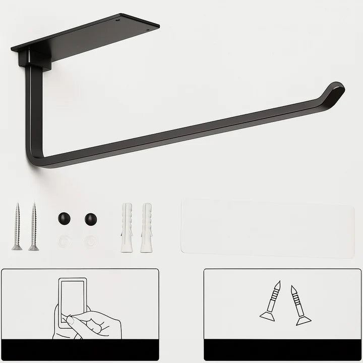 Schwarzer Küchenhalter für Papierhandtücher