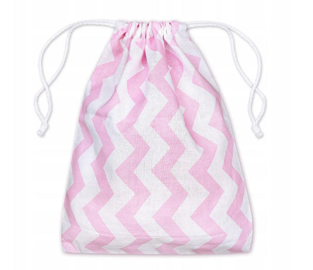Baumwollsack Weiß und Rosa Zickzack 150x350 mm 145g