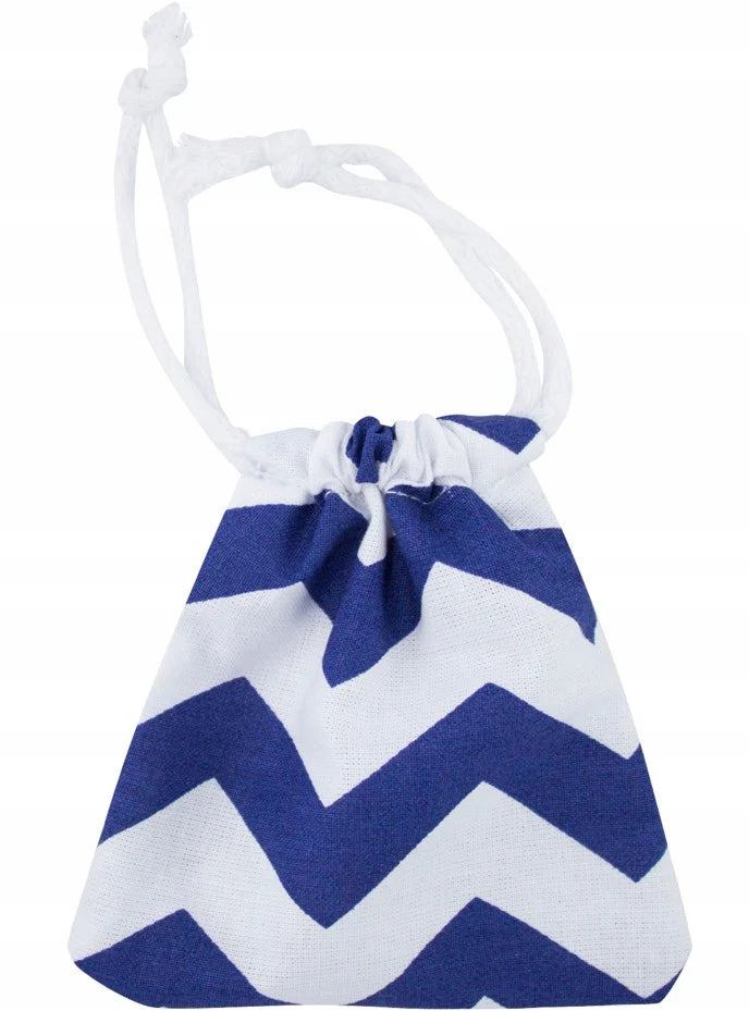 Baumwollsack Weiß und Marineblau Zickzack 250x250 mm 145g