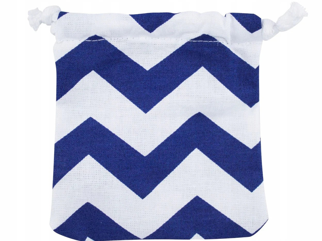Baumwollsack Weiß und Marineblau Zickzack 250x250 mm 145g