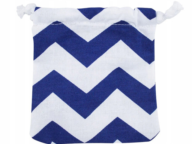 Baumwollsack Weiß und Marineblau Zickzack 250x250 mm 145g