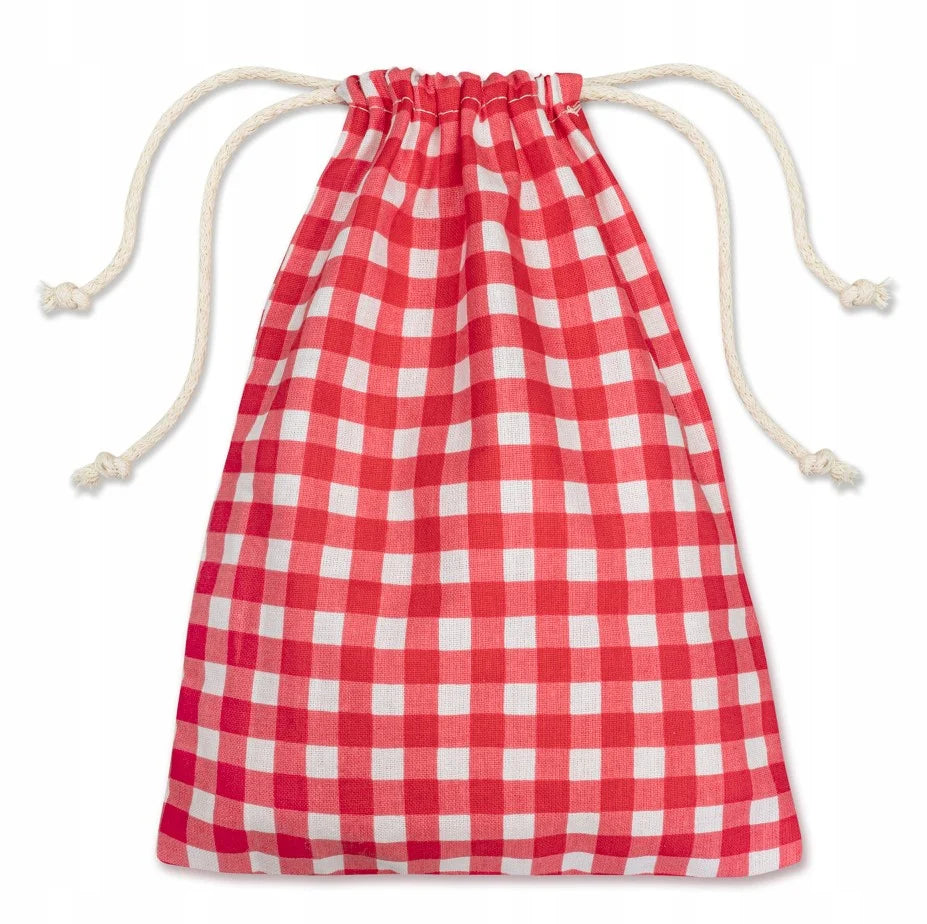 Baumwollsack Weiß Rot kariert 150x200 mm 145g