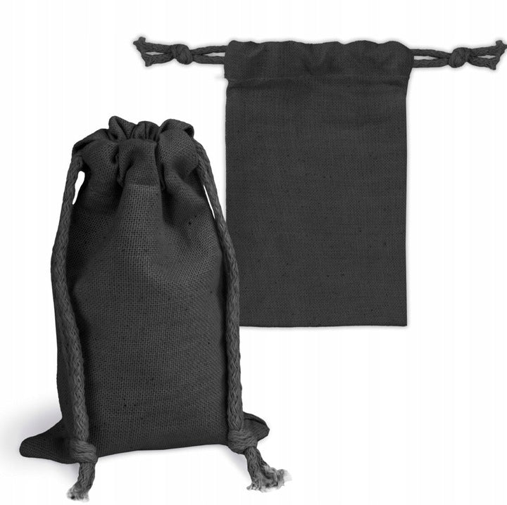 Baumwollsack Schwarz 100x150 mm mit Kordelzug 280 g