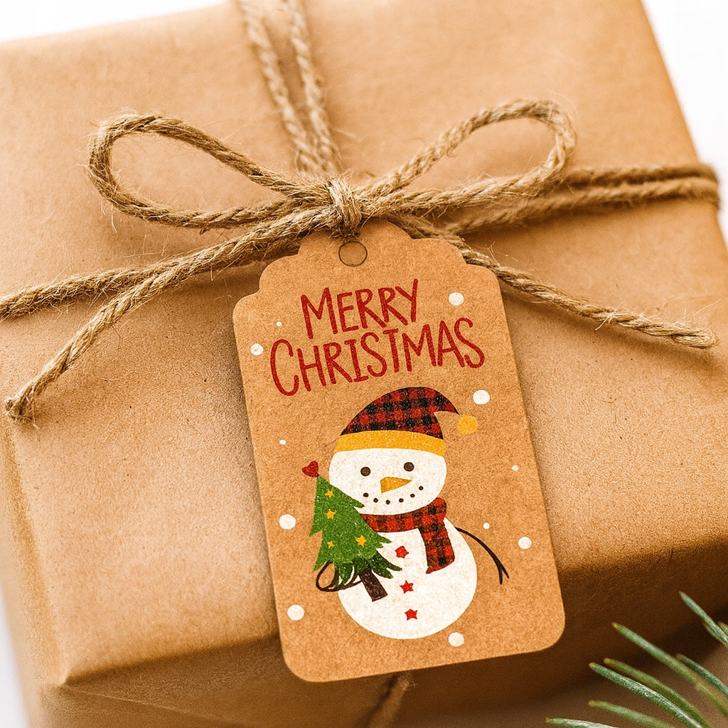 Tischkarten für Geschenke Schneemann-Weihnachtsbaum-Gnom 50 Stück