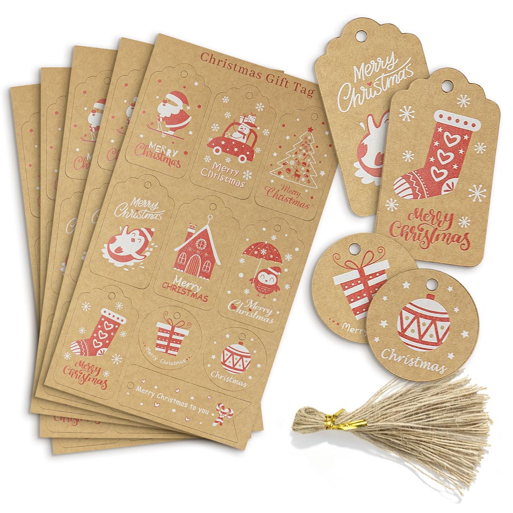 50 braune und rote Geschenkanhänger