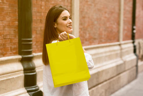 Papiertüten mit Schnurgriff Gelb 300x150x30mm