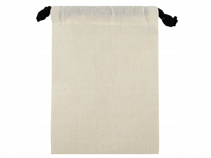 Baumwollsack Ecru Schwarz 100x150 mm