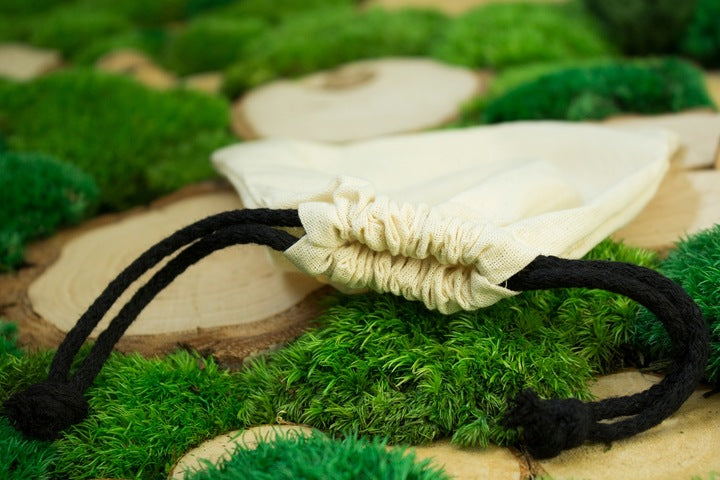 Baumwollsack Ecru Schwarz 100x150 mm