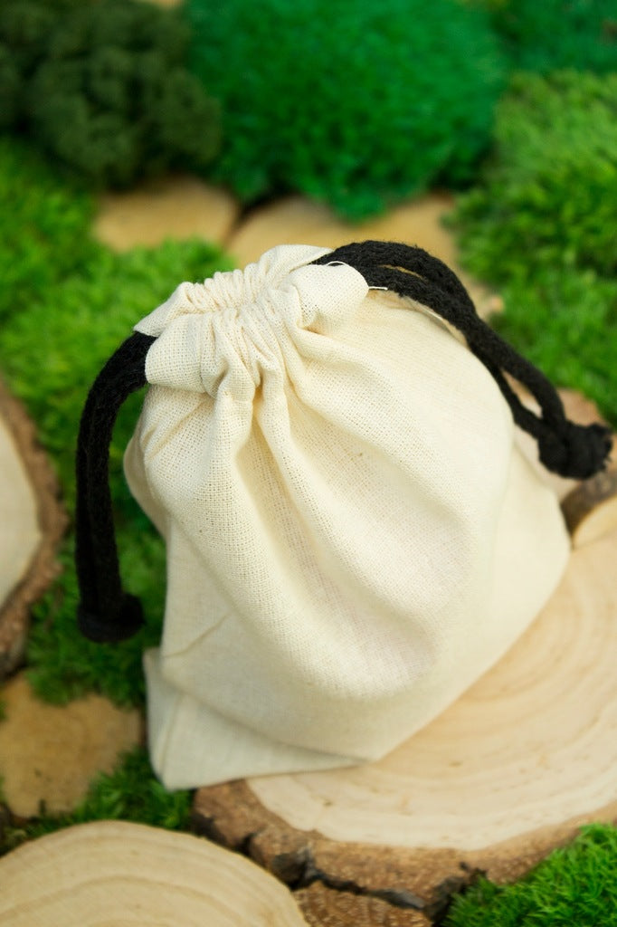Baumwollsack Ecru Schwarz 100x150 mm